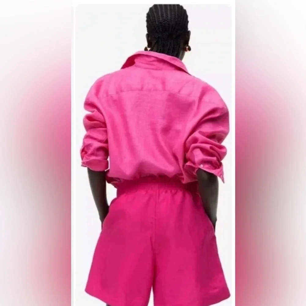 H&M Linen Blend Pink Shorts - Picture 2 of 4